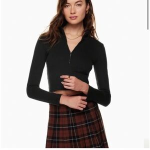 Sundays Best Half Zip Cropped Shirr